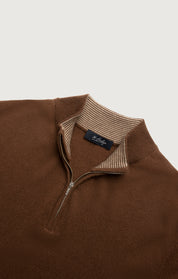 Cashmere Quarter Zip Sweater In Brown