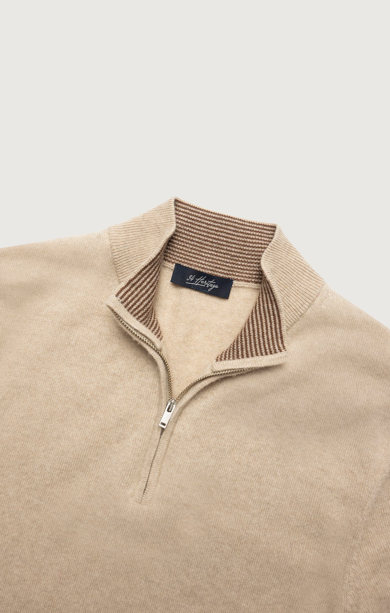 34 Heritage Men's Cashmere Quarter Zip Sweater In Beige