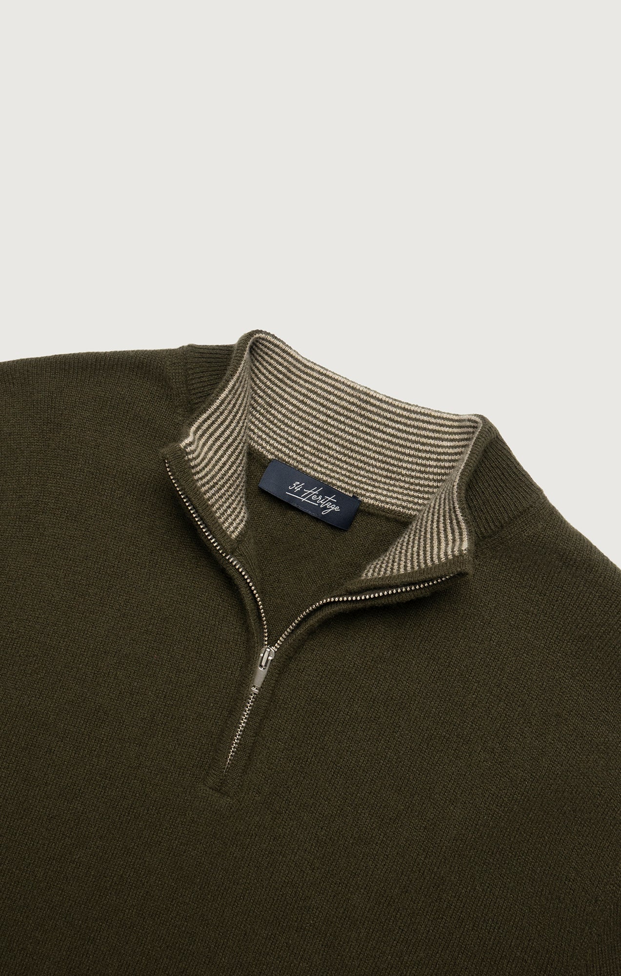 Cashmere Quarter Zip Sweater In Khaki