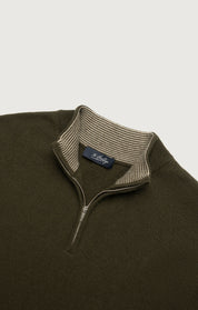 Cashmere Quarter Zip Sweater In Khaki