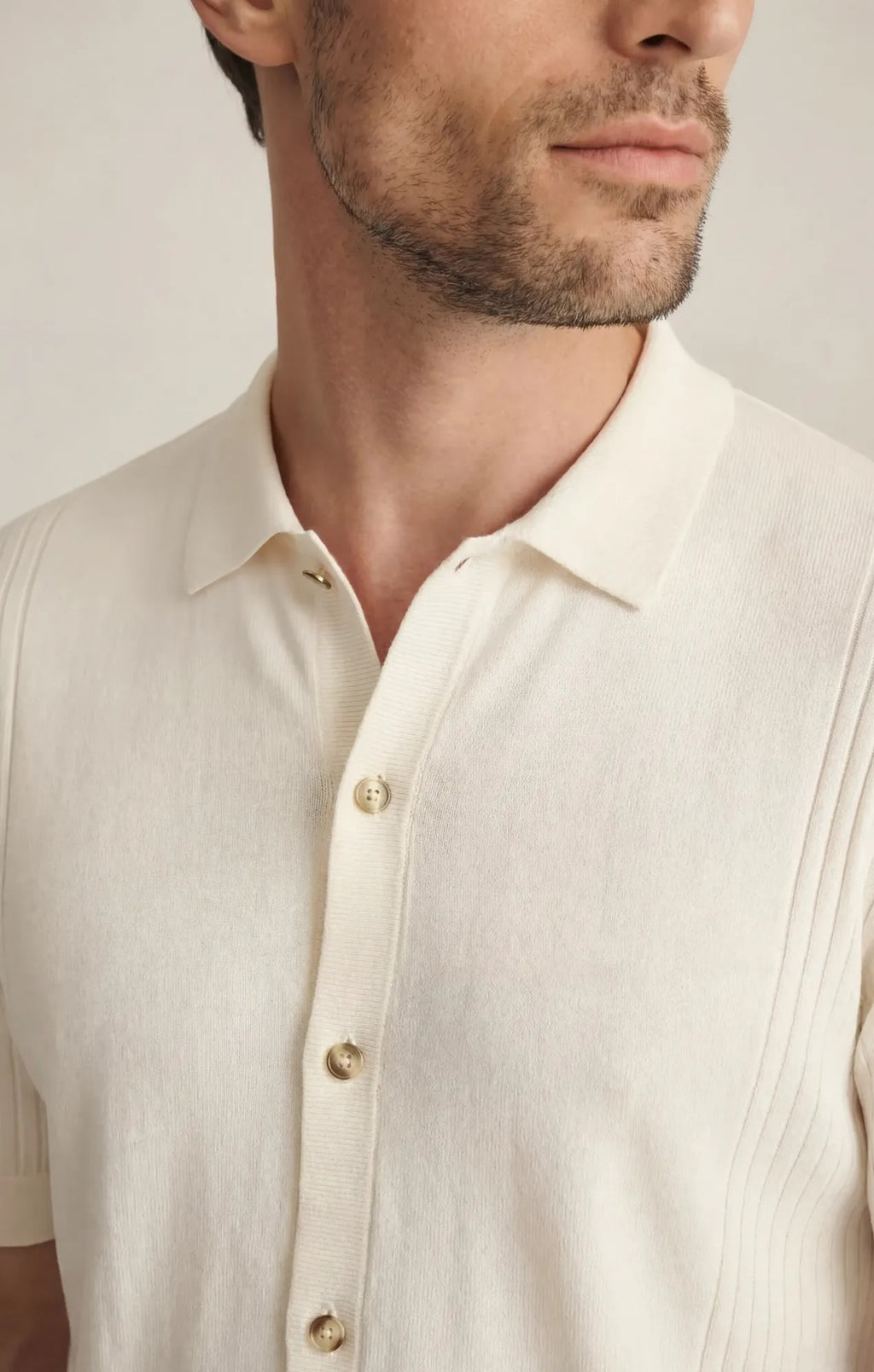 Button-Up Sweater In Silver Birch