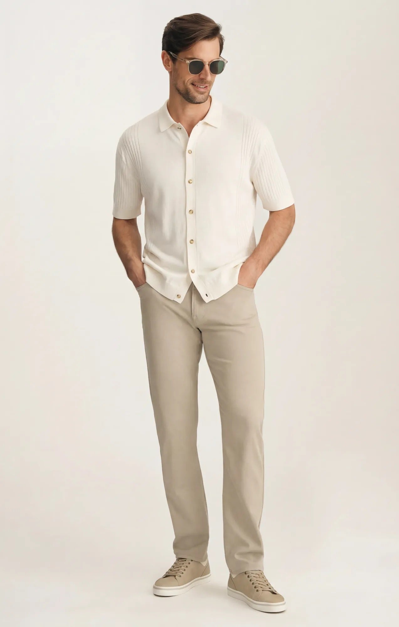 Button-Up Sweater In Silver Birch