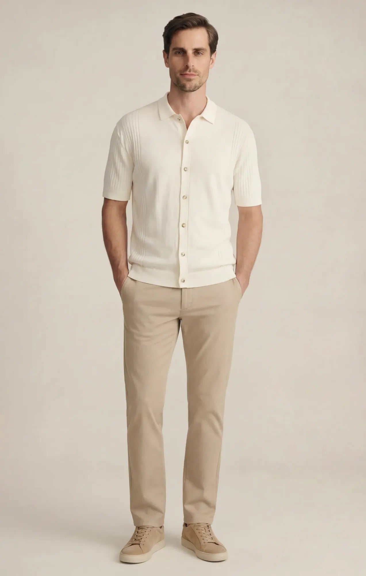 Button-Up Sweater In Silver Birch
