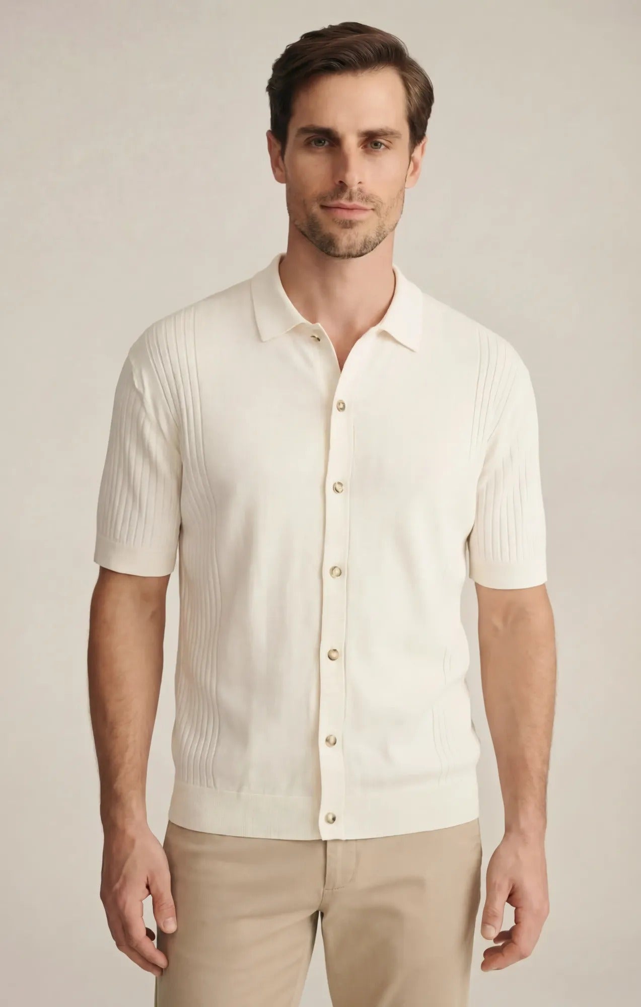 Button-Up Sweater In Silver Birch
