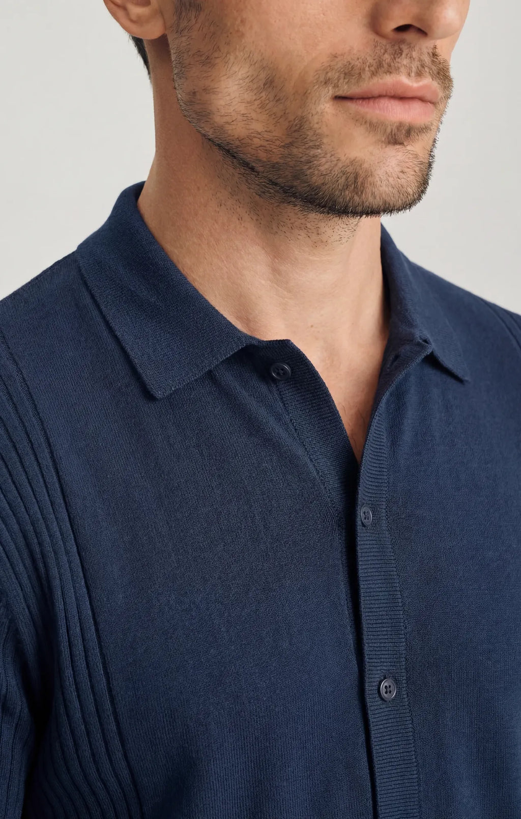 Button-Up Sweater In Dress Blues