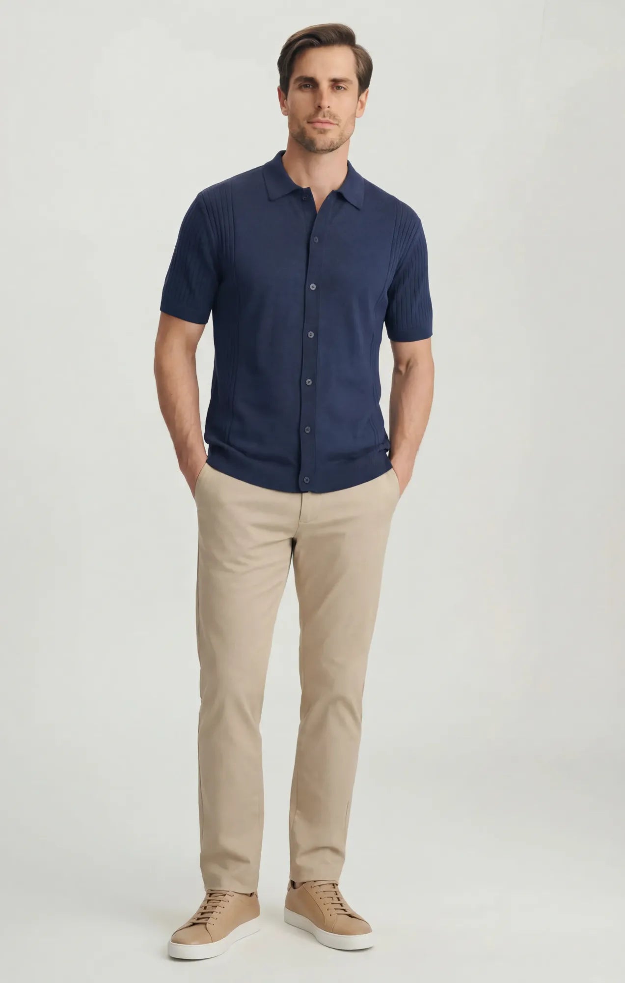 Button-Up Sweater In Dress Blues