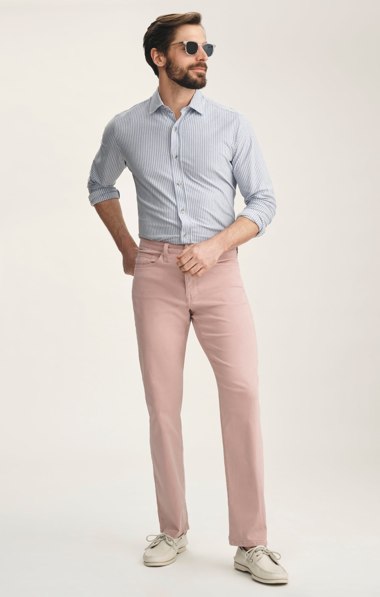 Charisma Relaxed Straight Pants In Pink Twill