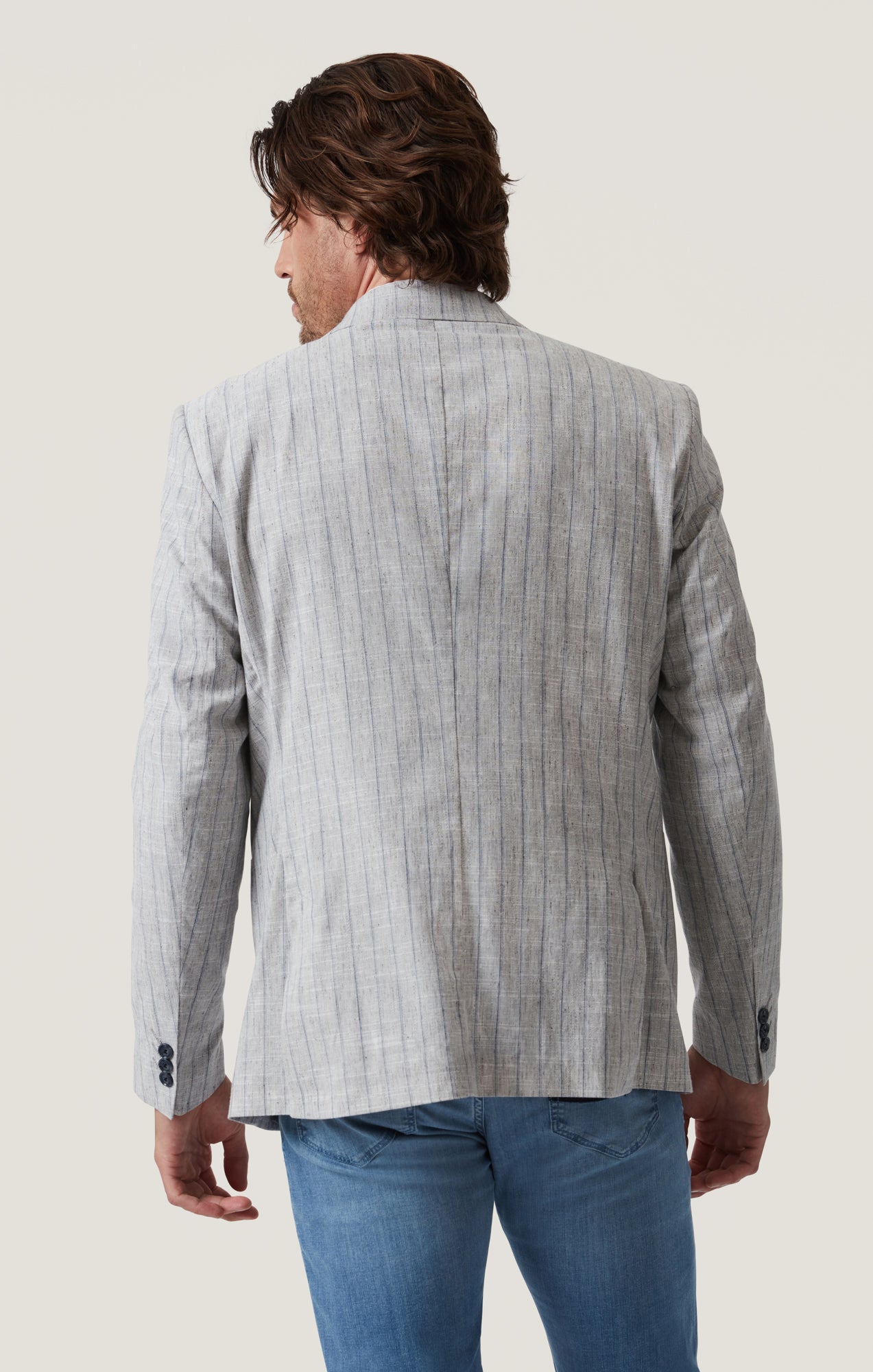 Matteo Checked Blazer in Grey Melange