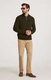 Cashmere Quarter Zip Sweater In Khaki