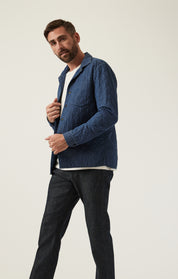 Denim Quilted Overshirt In Indigo