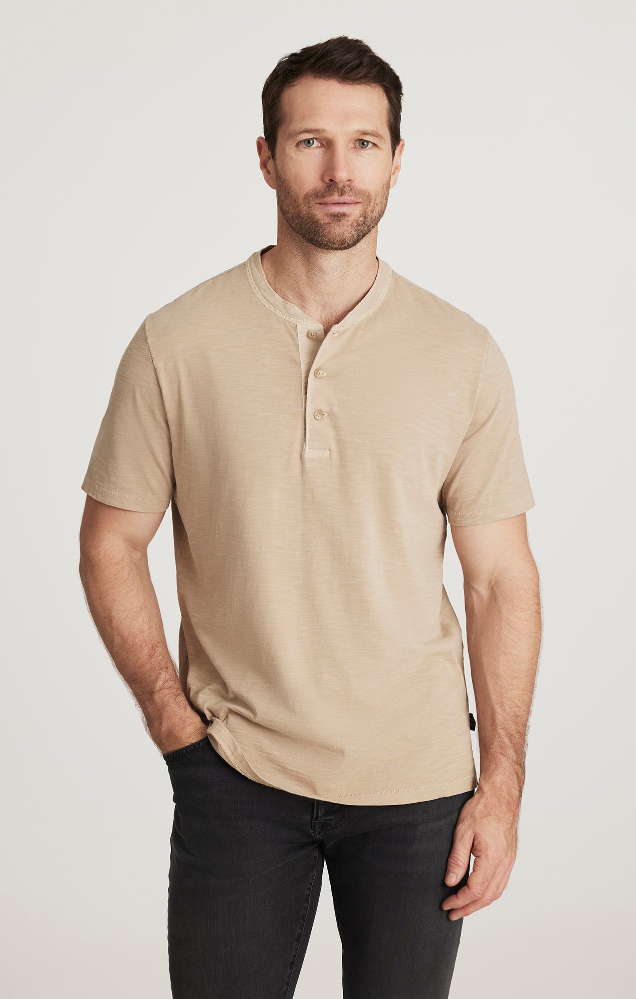 Slub Henley T-Shirt in Twill