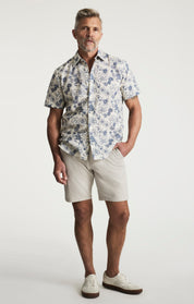 Flower Short Sleeve Shirt In Vintage Indigo