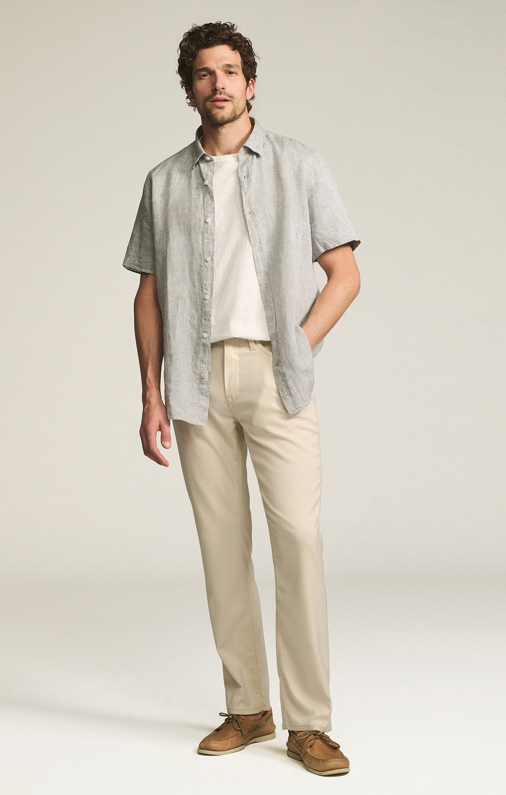 Charisma Relaxed Straight Pants in Cream Cross Twill