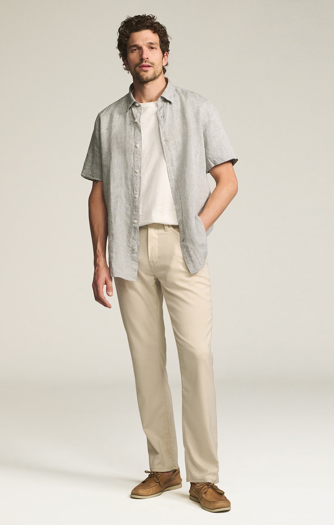 Charisma Relaxed Straight Pants in Cream Cross Twill