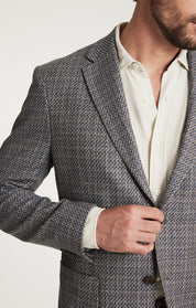 Matteo Mini Checked Blazer in Dark Blue