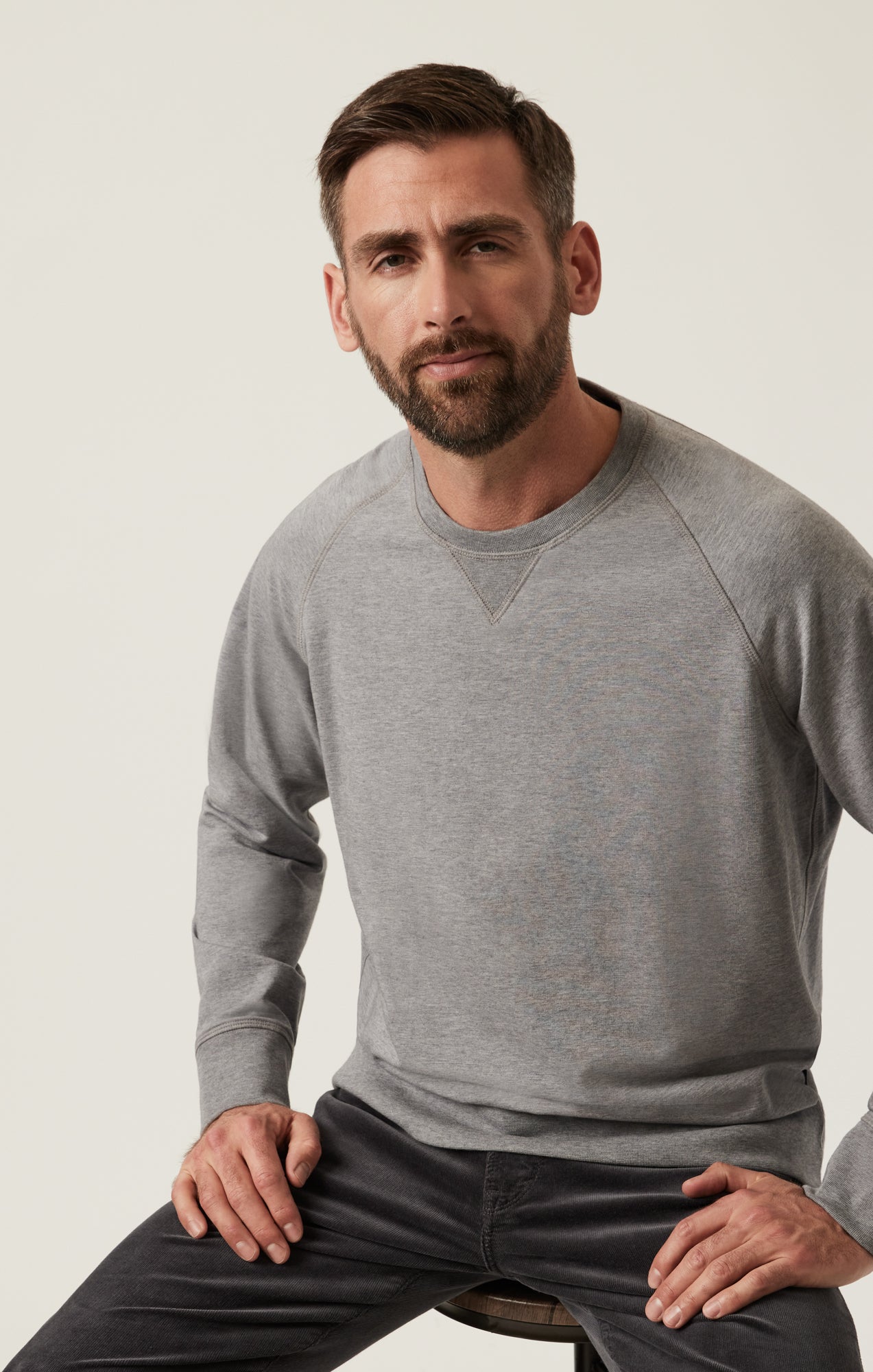 French Terry Crew Sweatshirt In Grey Melange