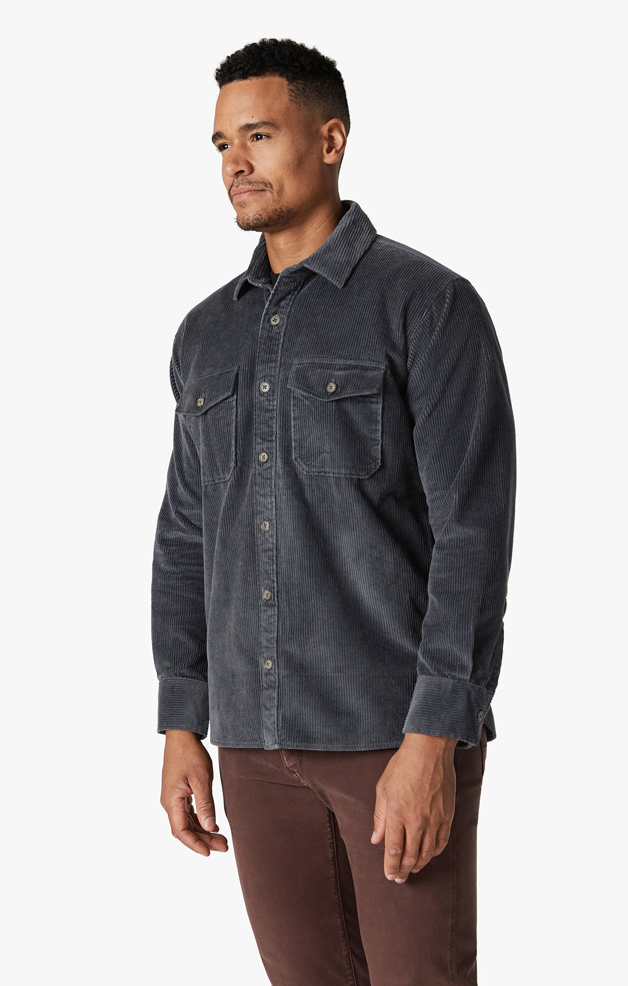 Corduroy Overshirt In Iron Gate