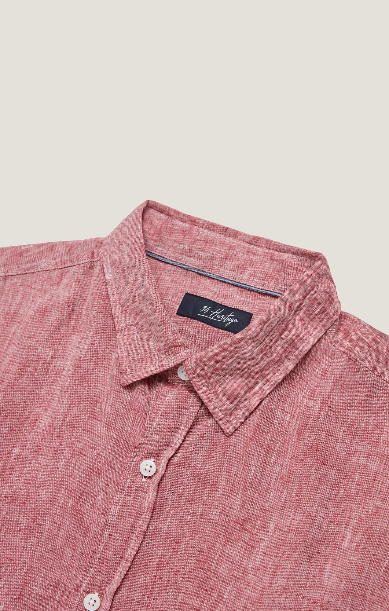 Linen Short Sleeve Shirt in Red