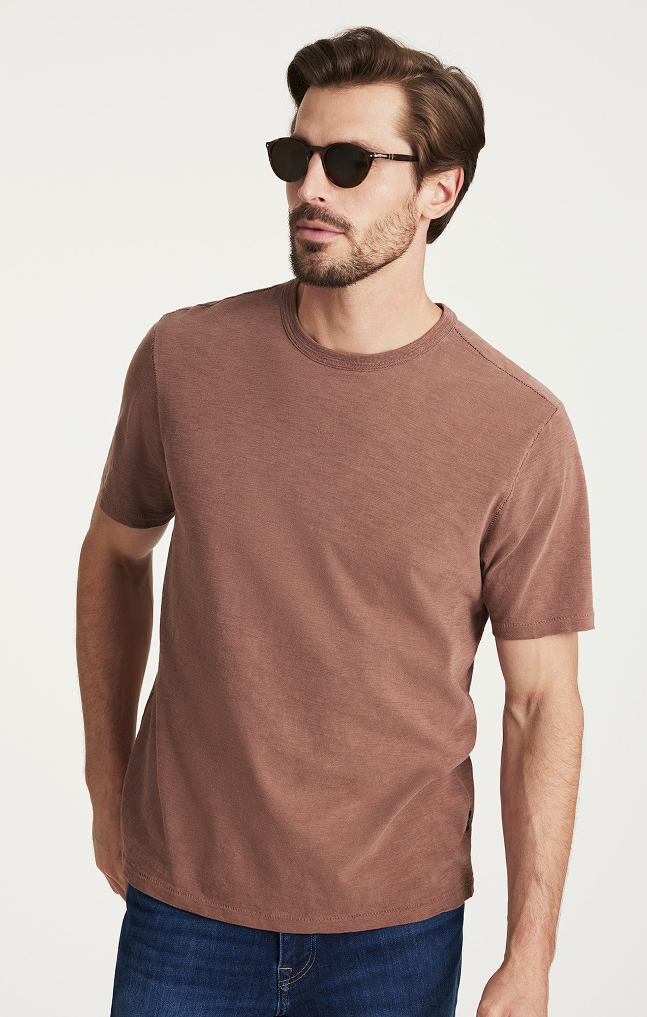 Slub Crew Neck T-Shirt in Cappuccino