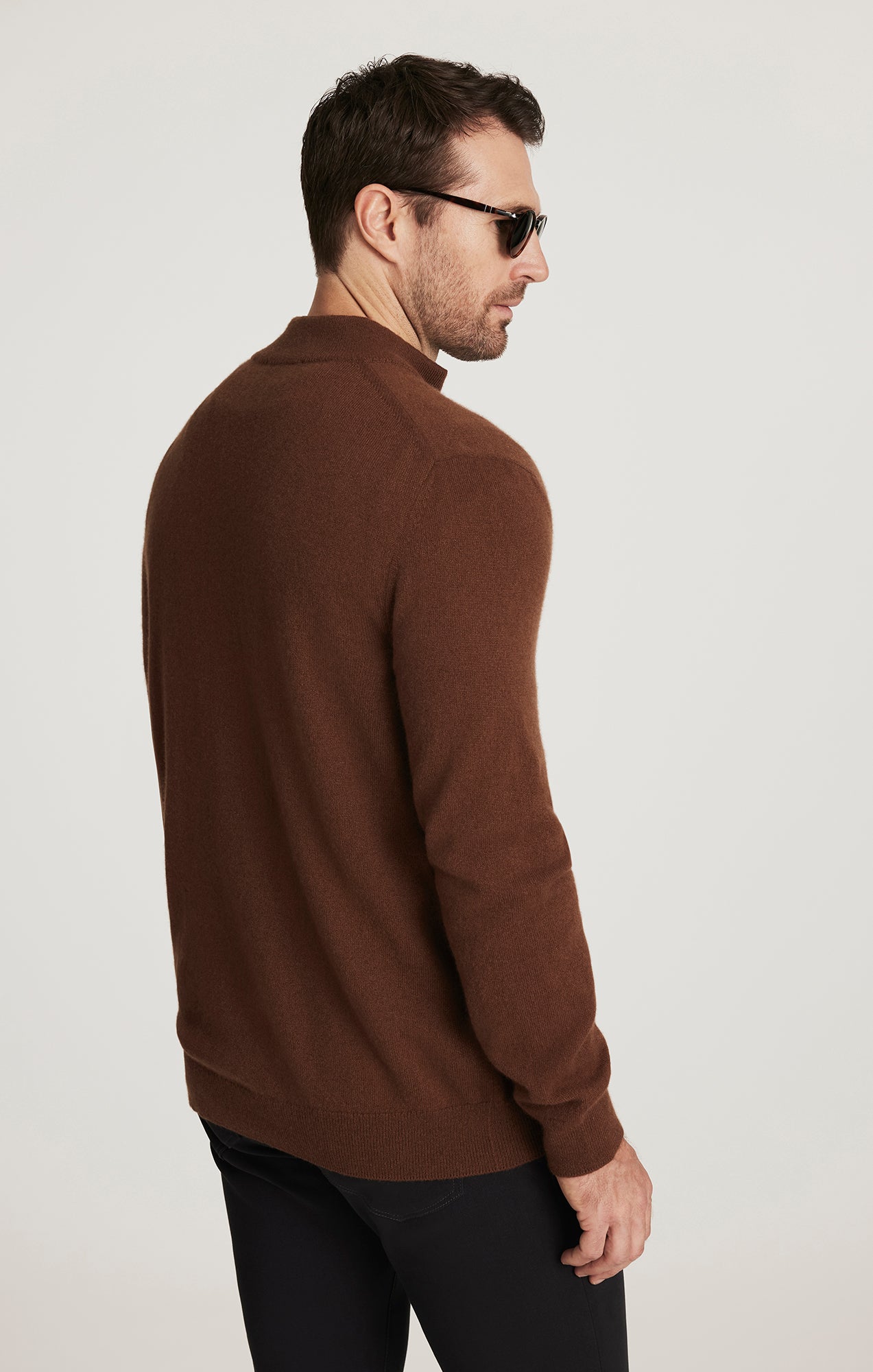 34 Heritage Men's Cashmere Quarter Zip Sweater In Brown