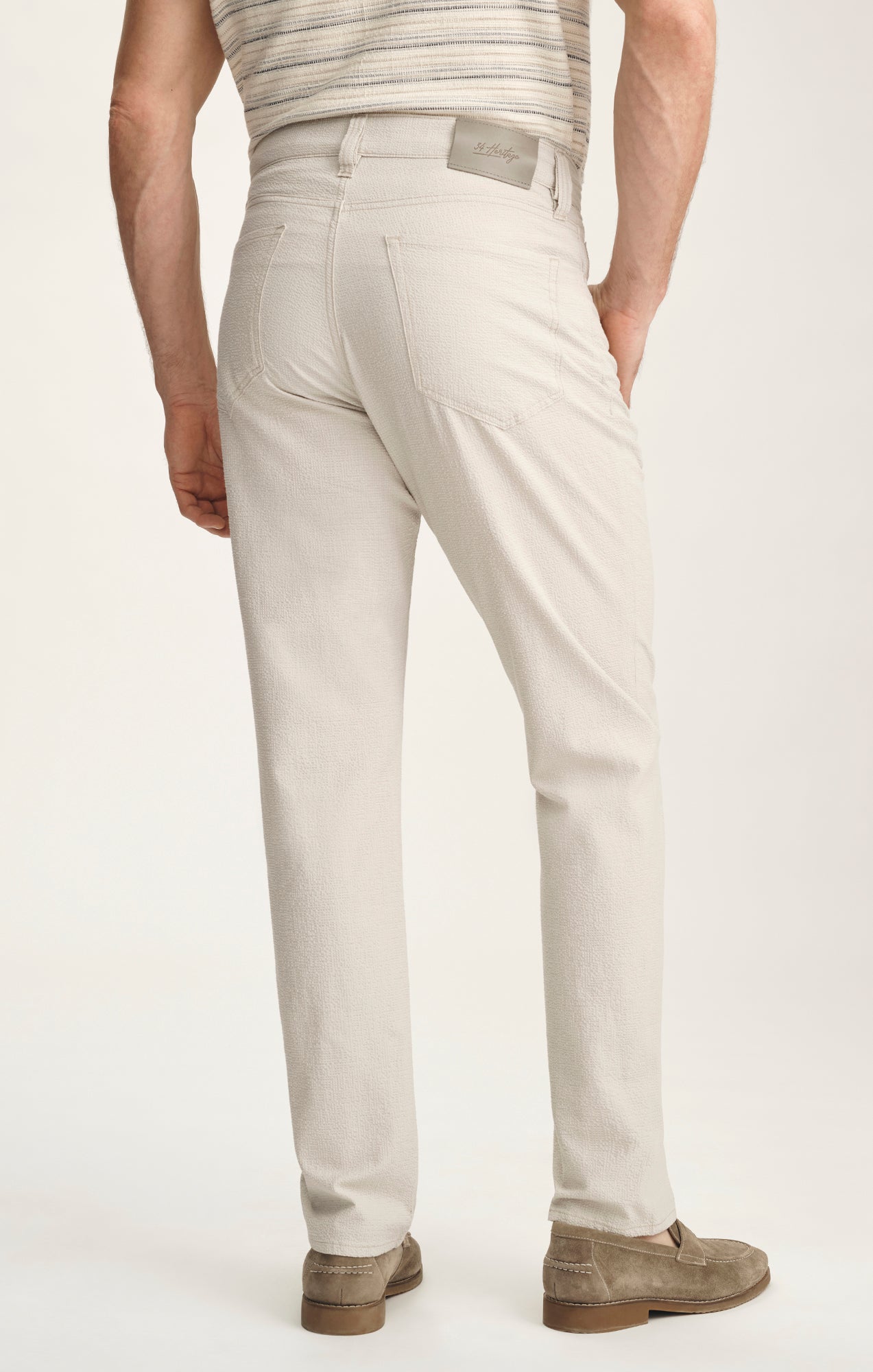 Charisma Relaxed Straight Pants In Stone Seersucker