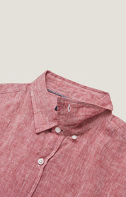 Linen Short Sleeve Shirt in Red