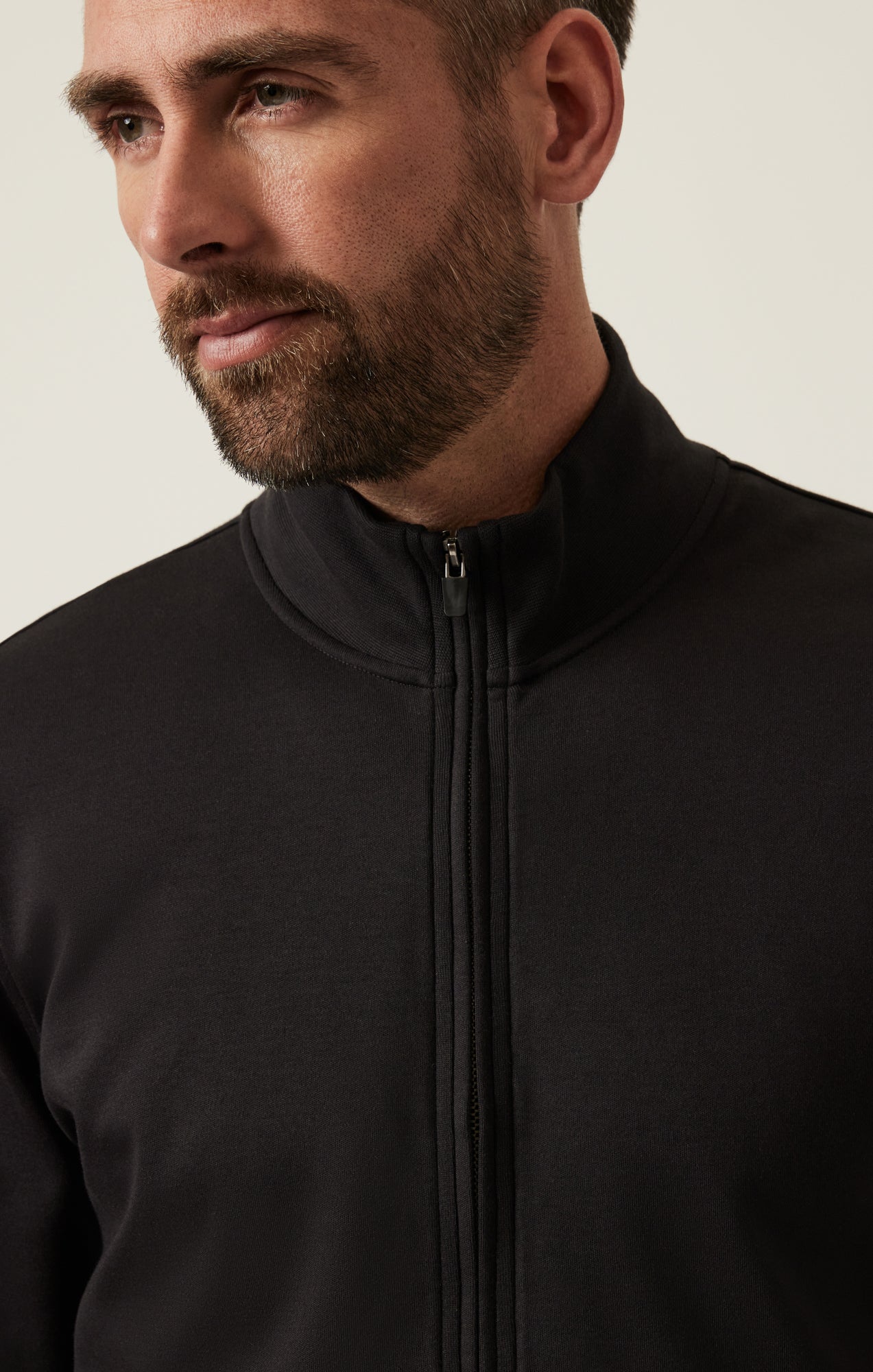 High Neck Zip-Up Sweatshirt In Black