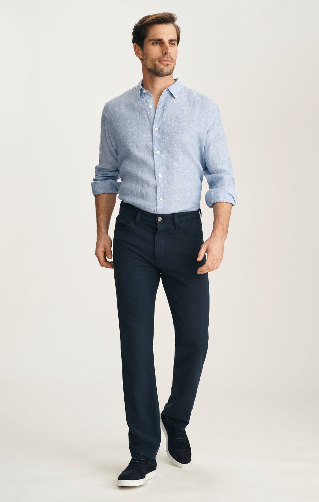 Courage Straight Leg Pants In Deep Ocean Cross Twill