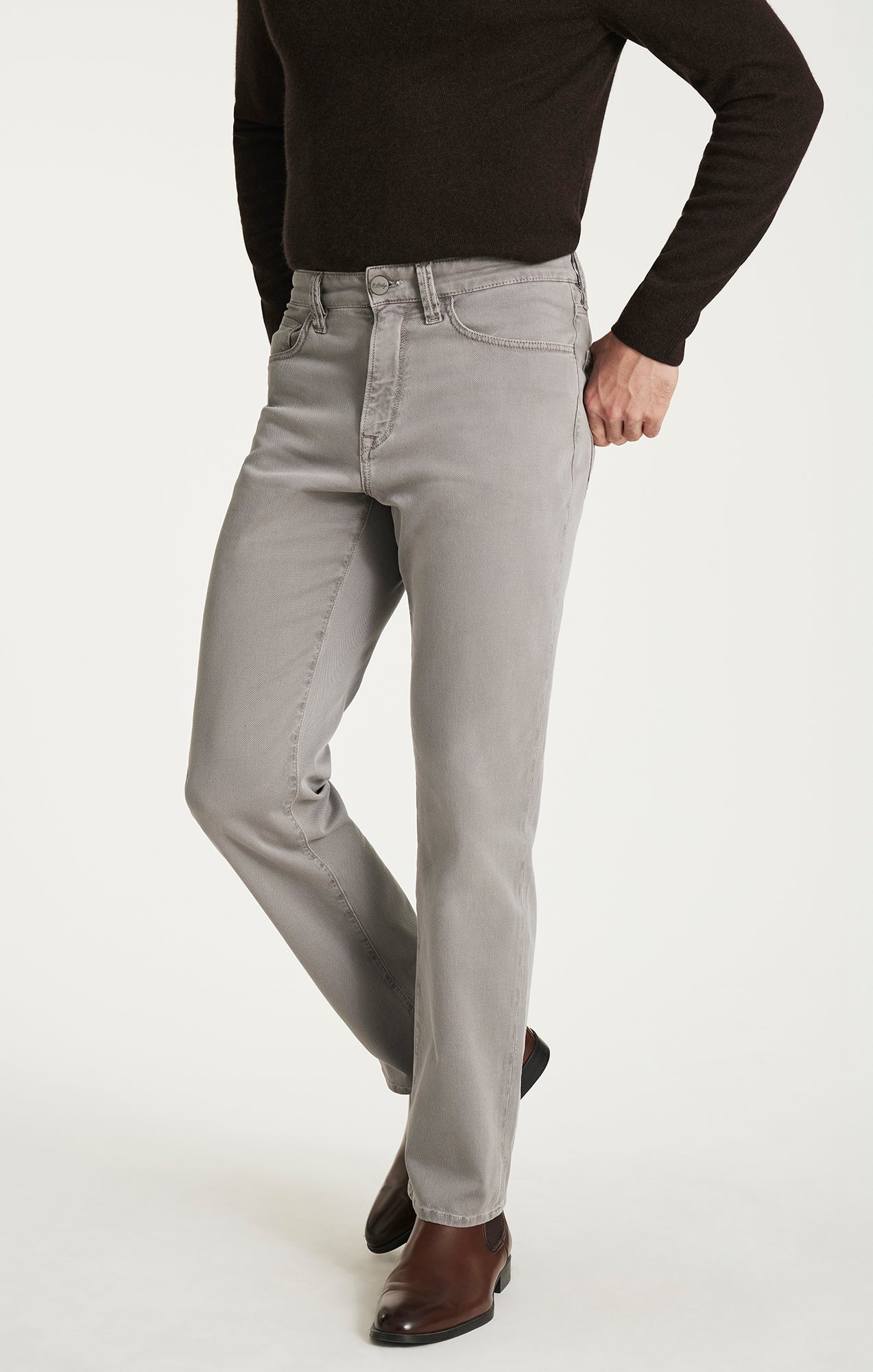 Charisma Relaxed Straight Pants in Grey Honeycomb