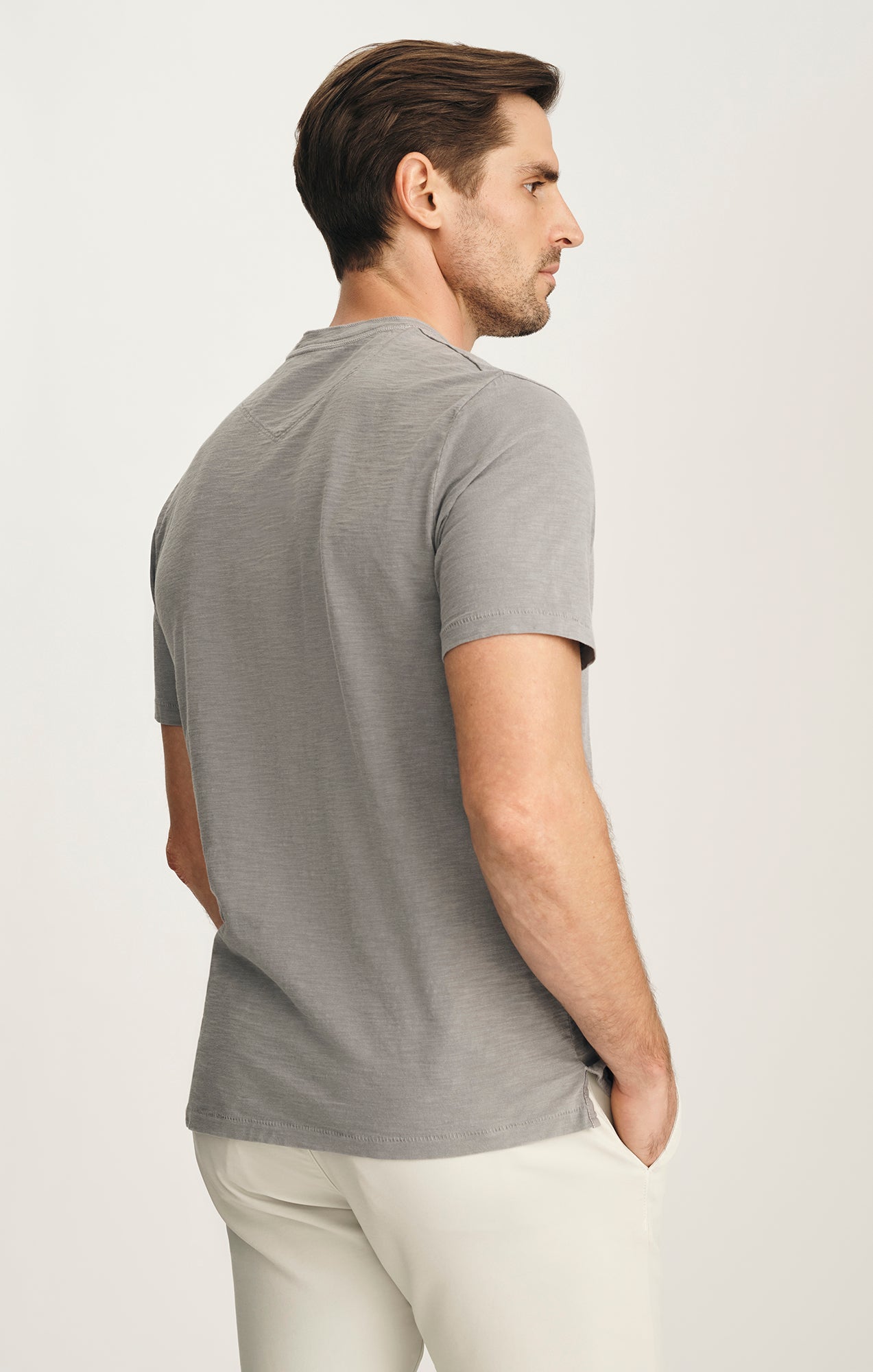 Slub Henley T-Shirt In Chiseled Stone