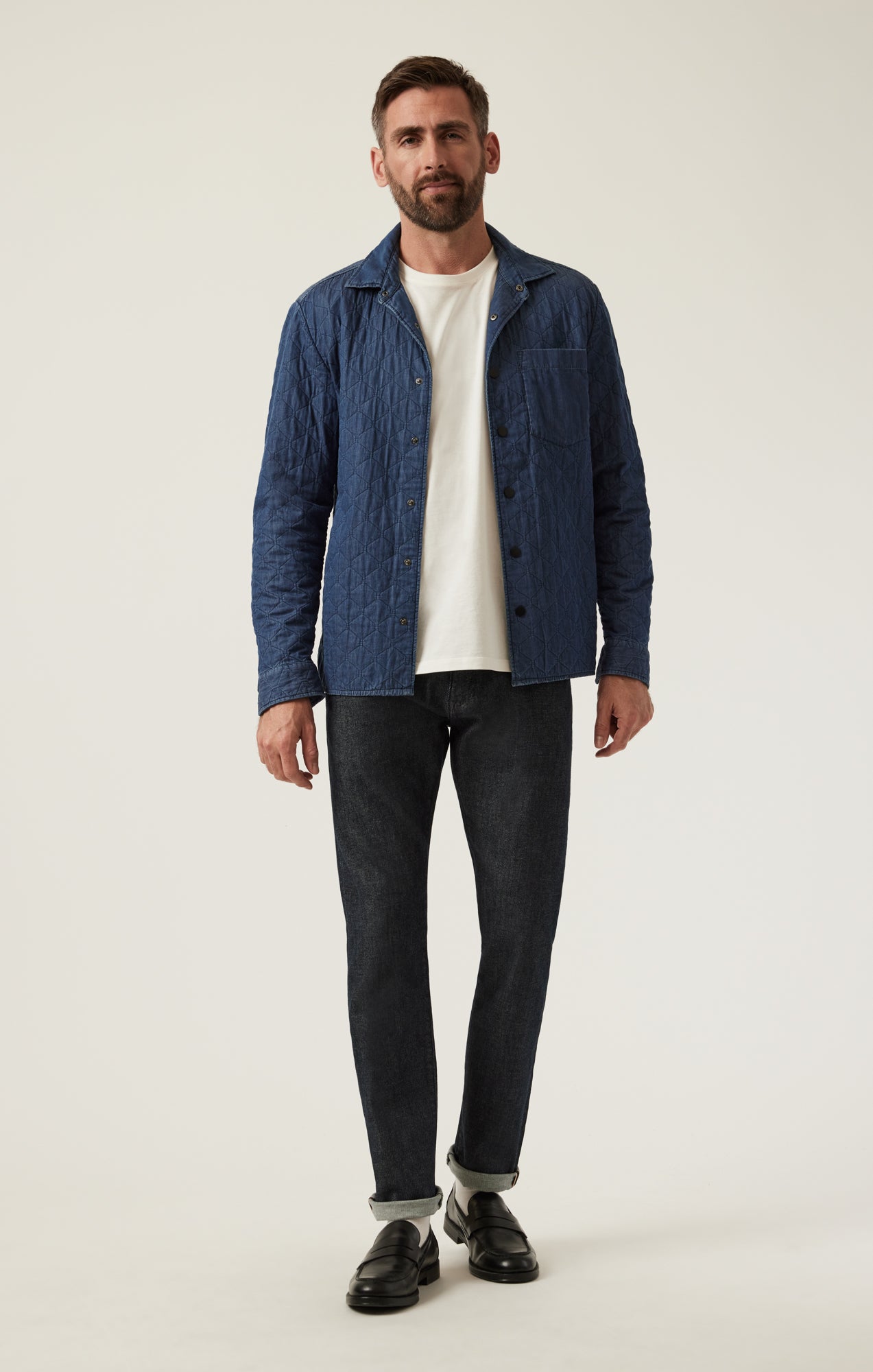 Denim Quilted Overshirt In Indigo