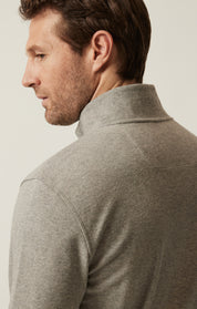 High Neck Zip-Up Sweatshirt In Grey Melange