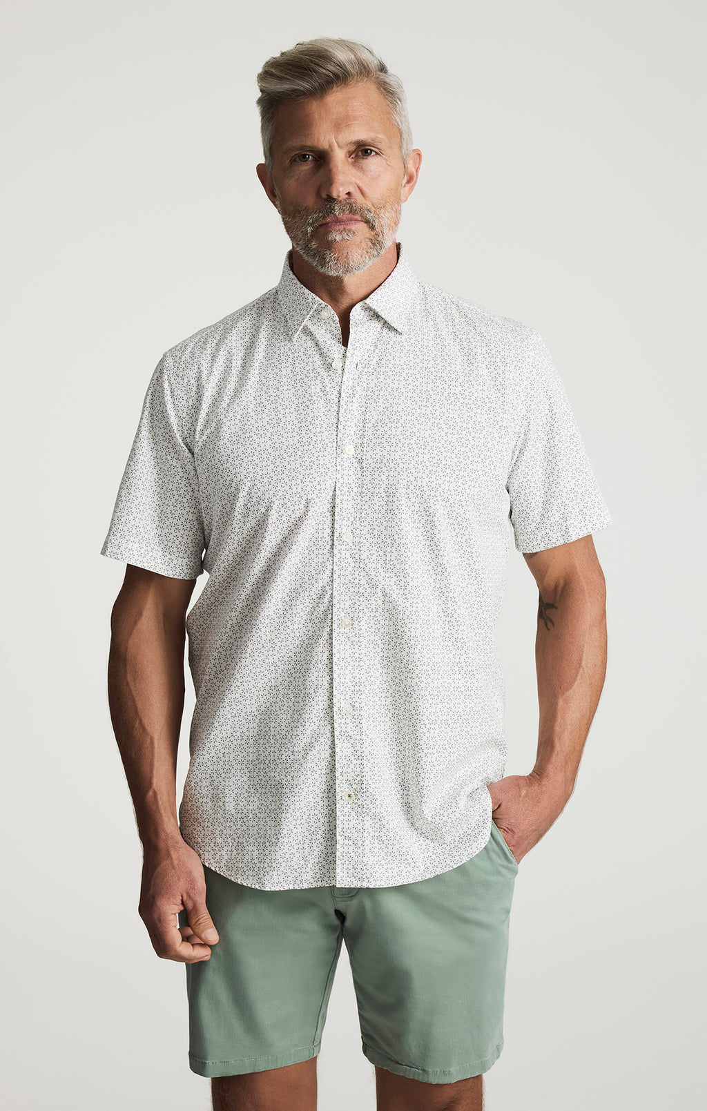 Luxe Twill Printed Shirt In Vintage Indigo