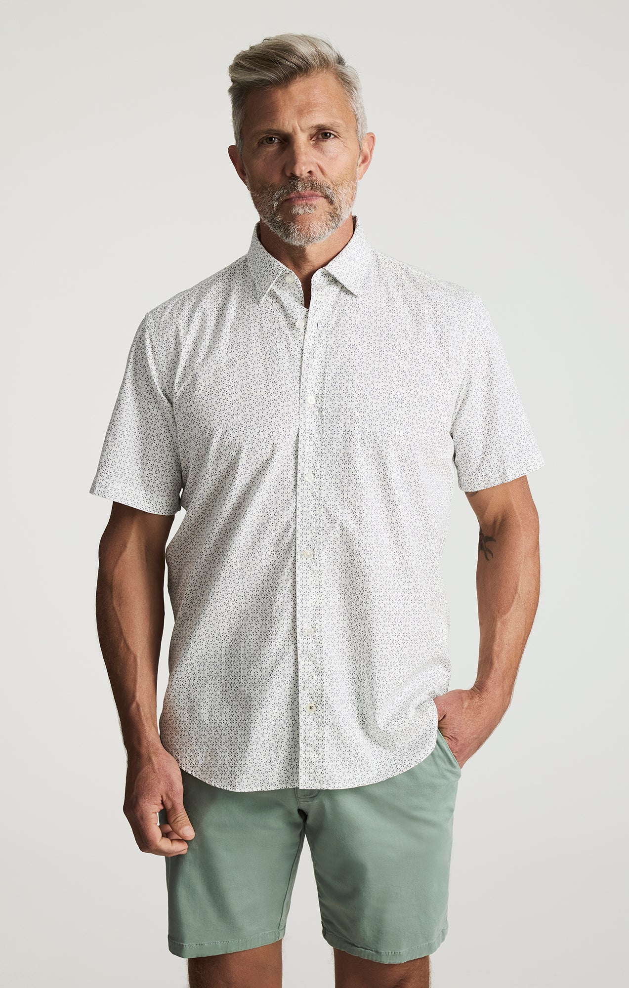 Luxe Twill Printed Shirt In Vintage Indigo