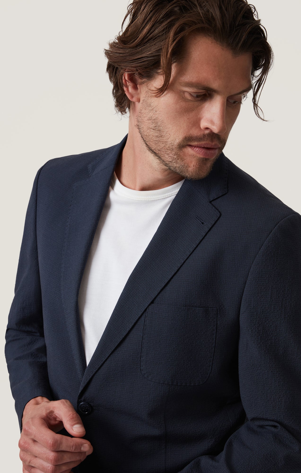 Matteo Seersucker Blazer in Navy