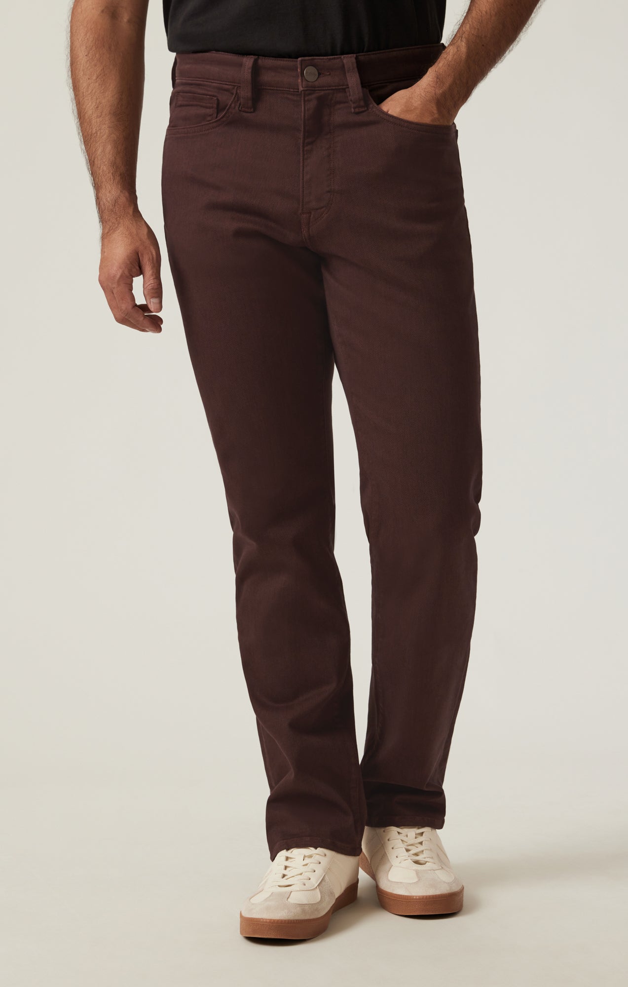 Charisma Relaxed Straight Pants in Burgundy Diagonal