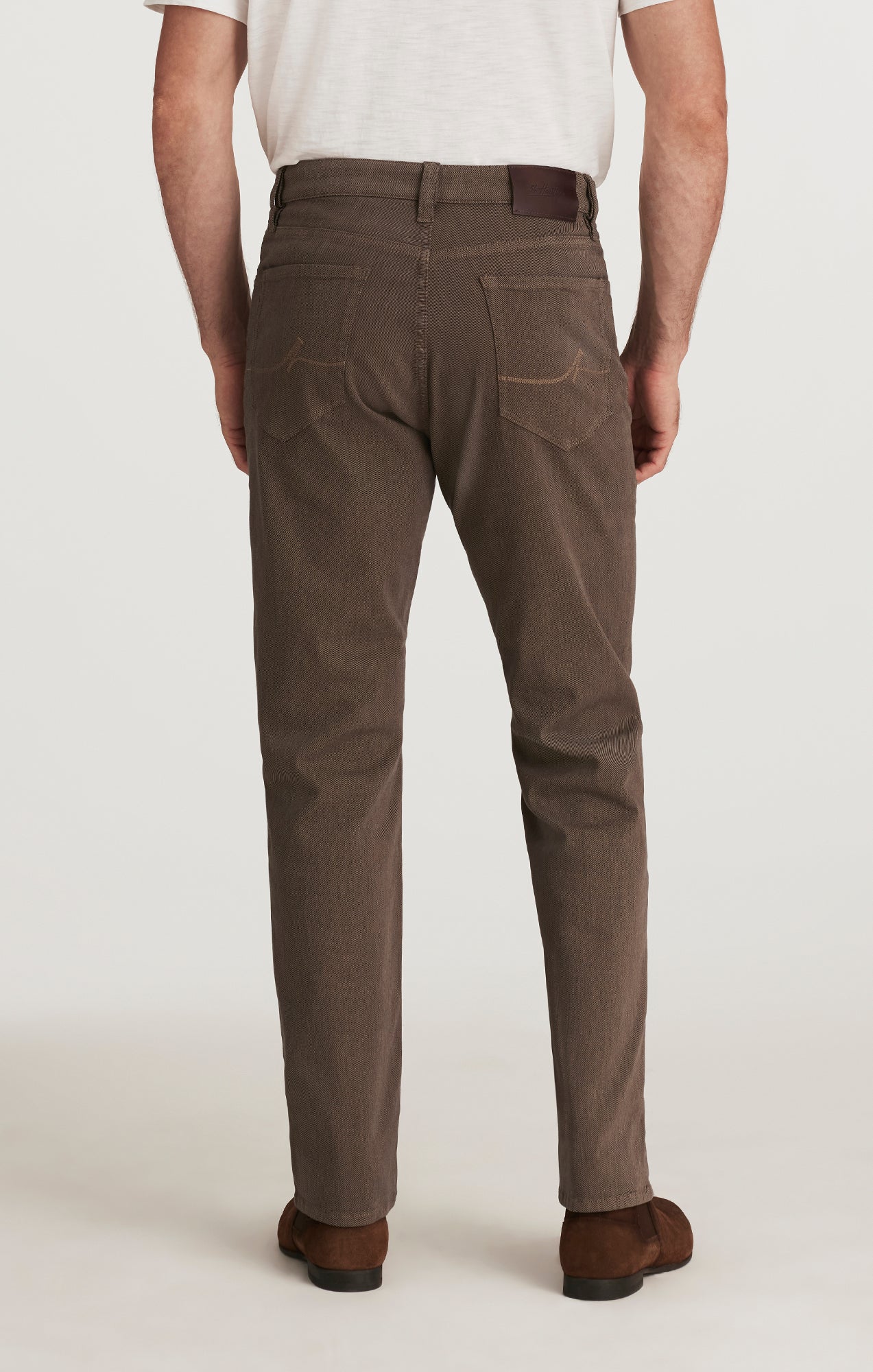 Charisma Relaxed Straight Pants in Coffee Diagonal