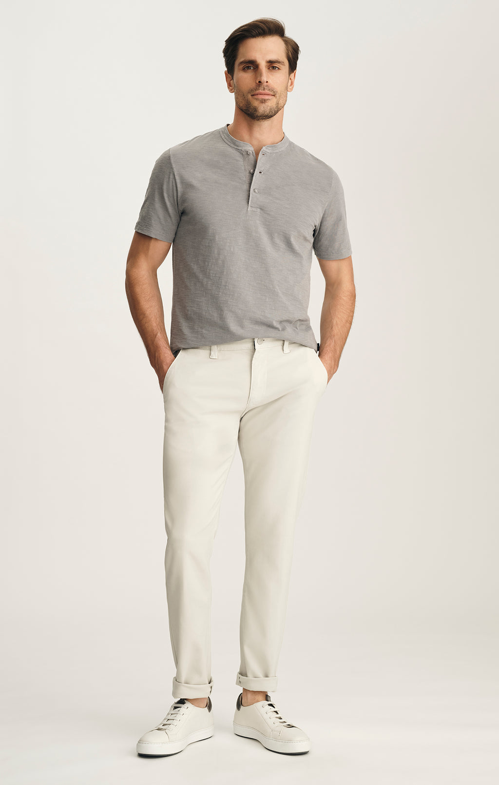 Slub Henley T-Shirt In Chiseled Stone