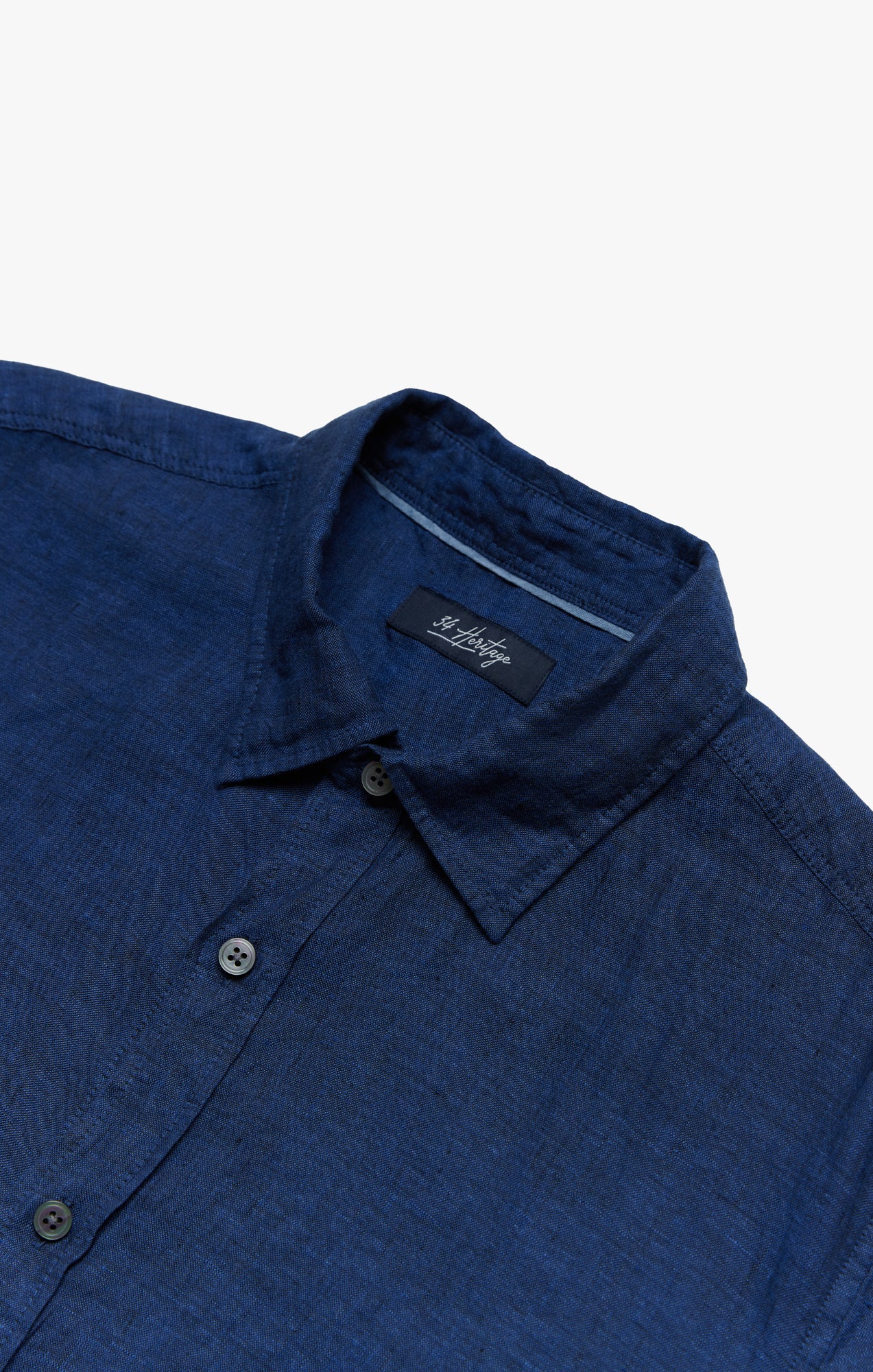 Linen Short Sleeve Shirt In Indigo