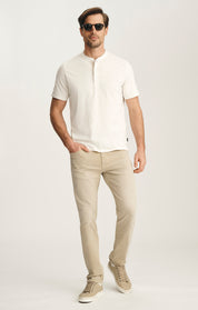 Slub Henley T-Shirt In Antique White