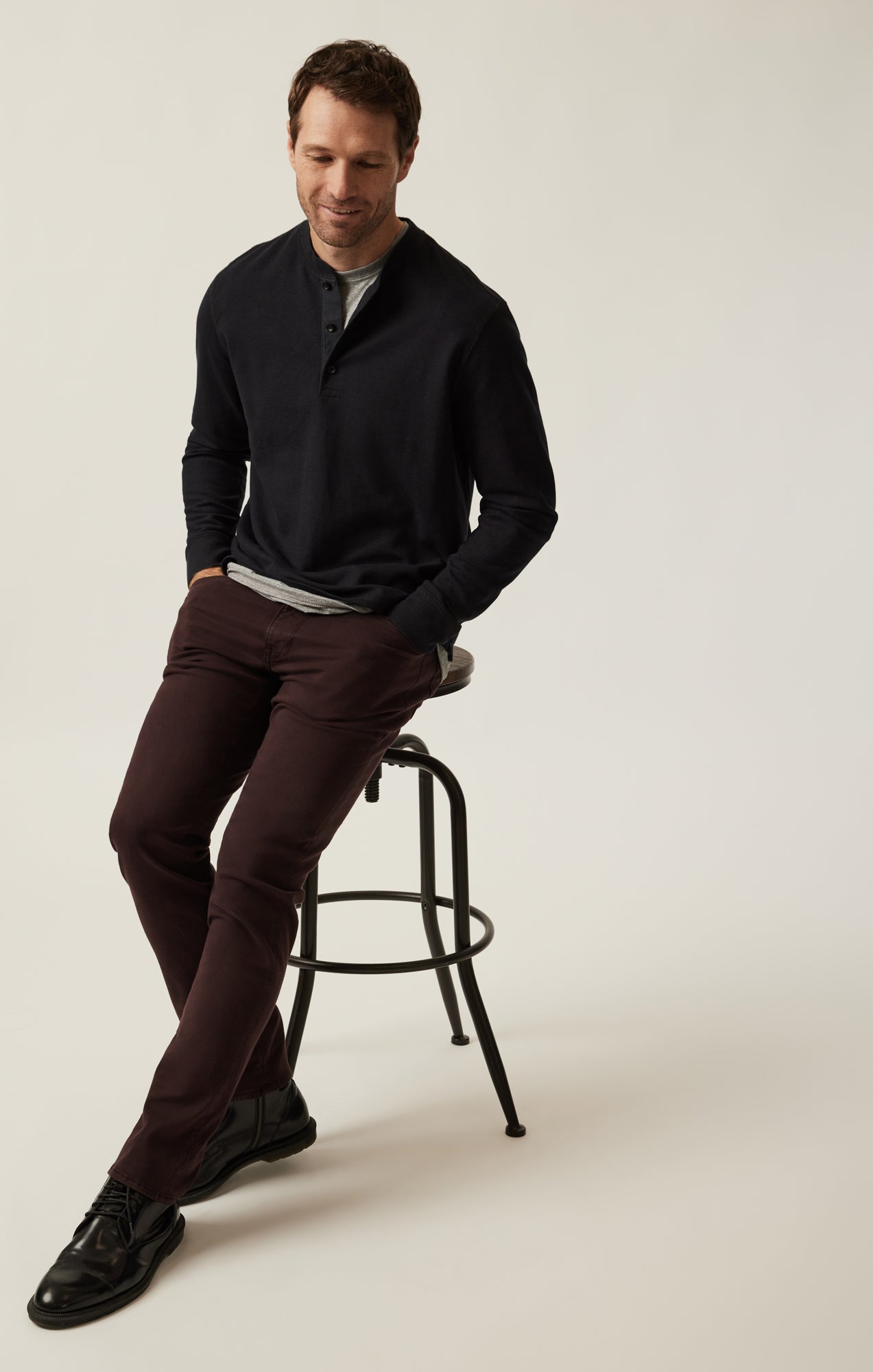 34 Heritage Men's Courage Straight Leg Pants in Burgundy Twill