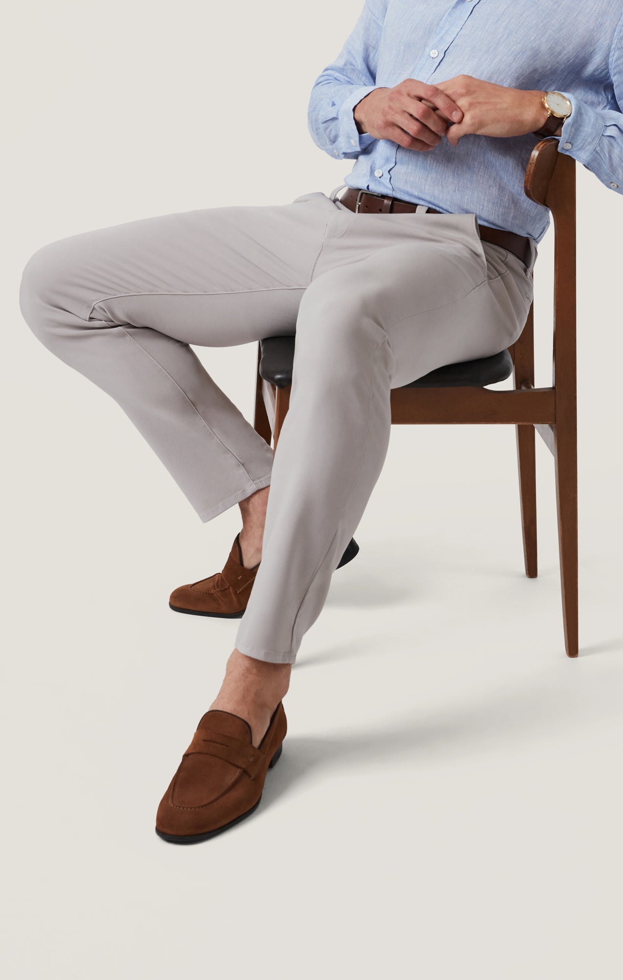 Verona Straight Leg Chino Pants In Grey High Flyer