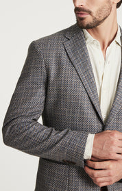 Matteo Mini Checked Blazer in Dark Blue