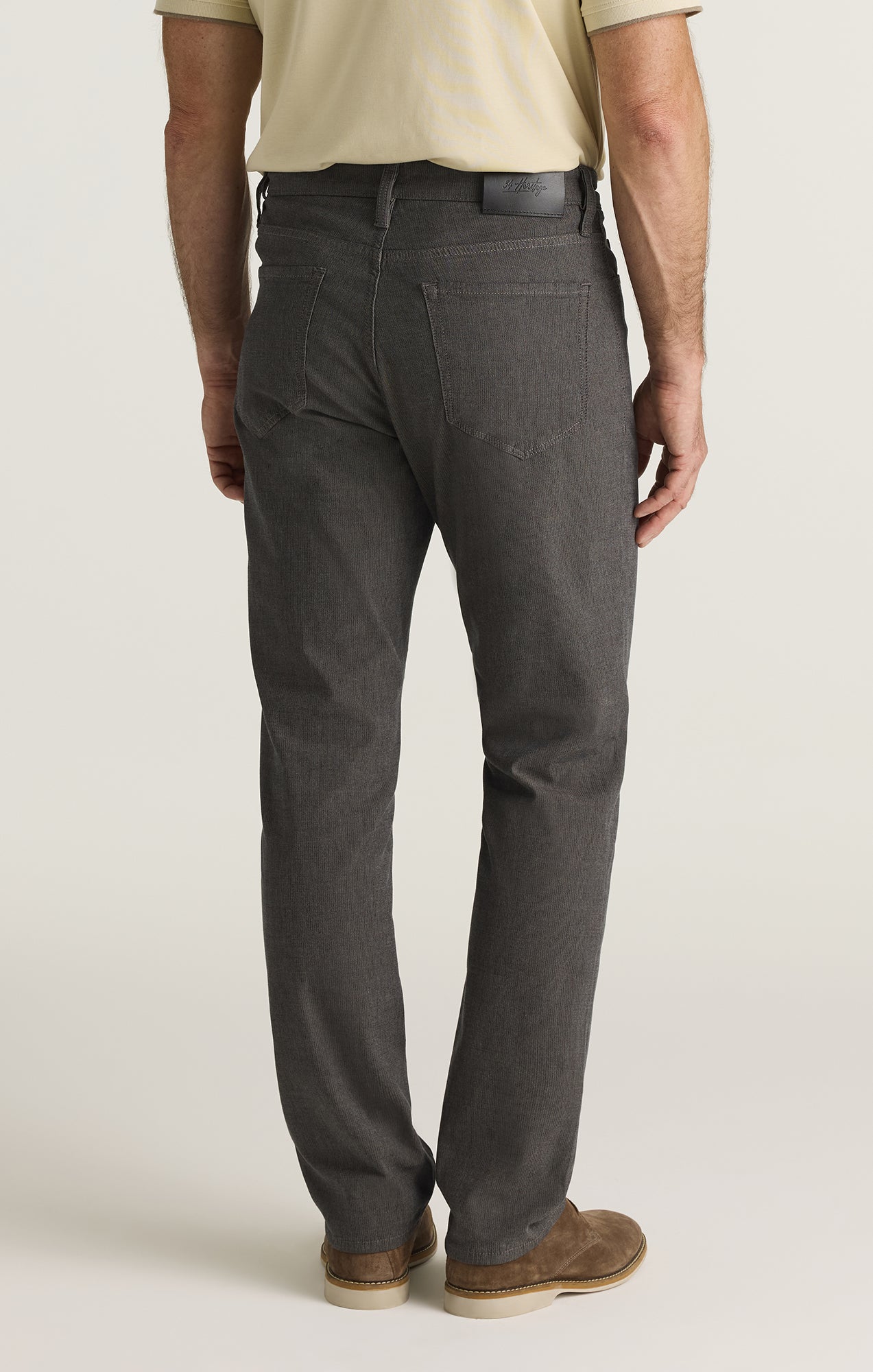 Charisma Relaxed Straight Pants in Grey Herringbone