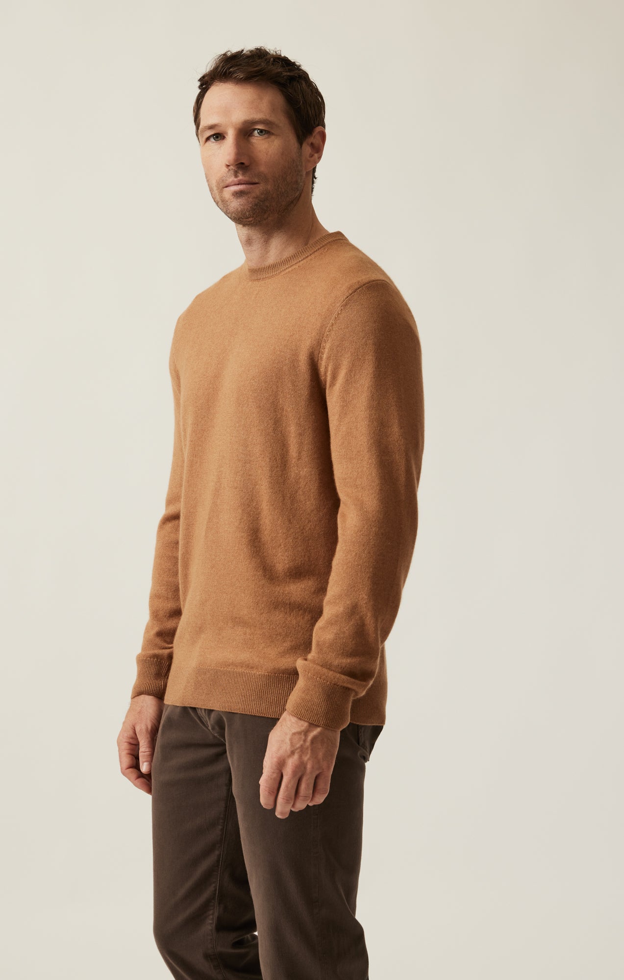 Cashmere Crew Neck Sweater In Tobacco