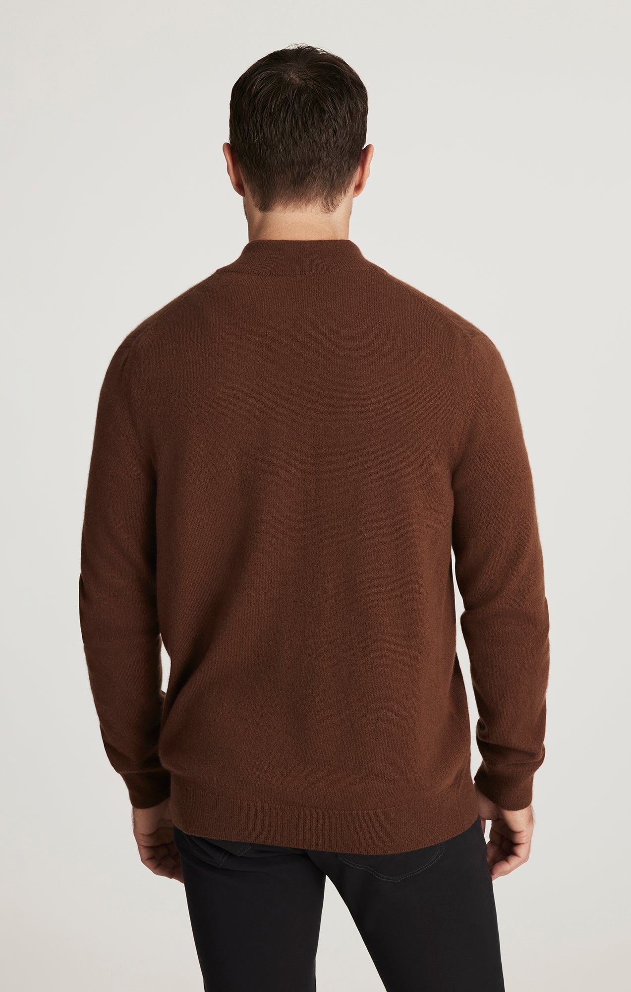 34 Heritage Men's Cashmere Quarter Zip Sweater In Brown