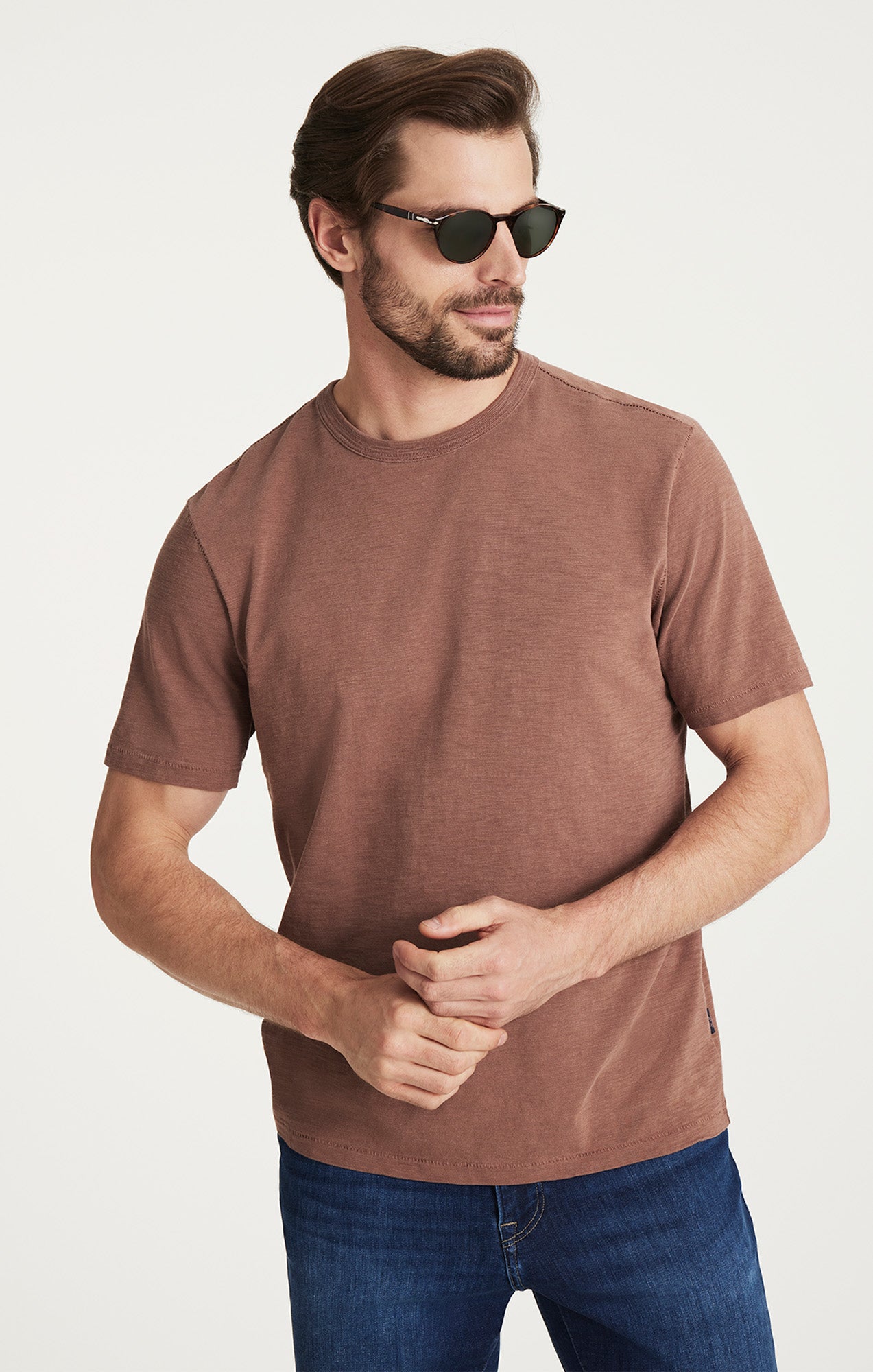Slub Crew Neck T-Shirt in Cappuccino