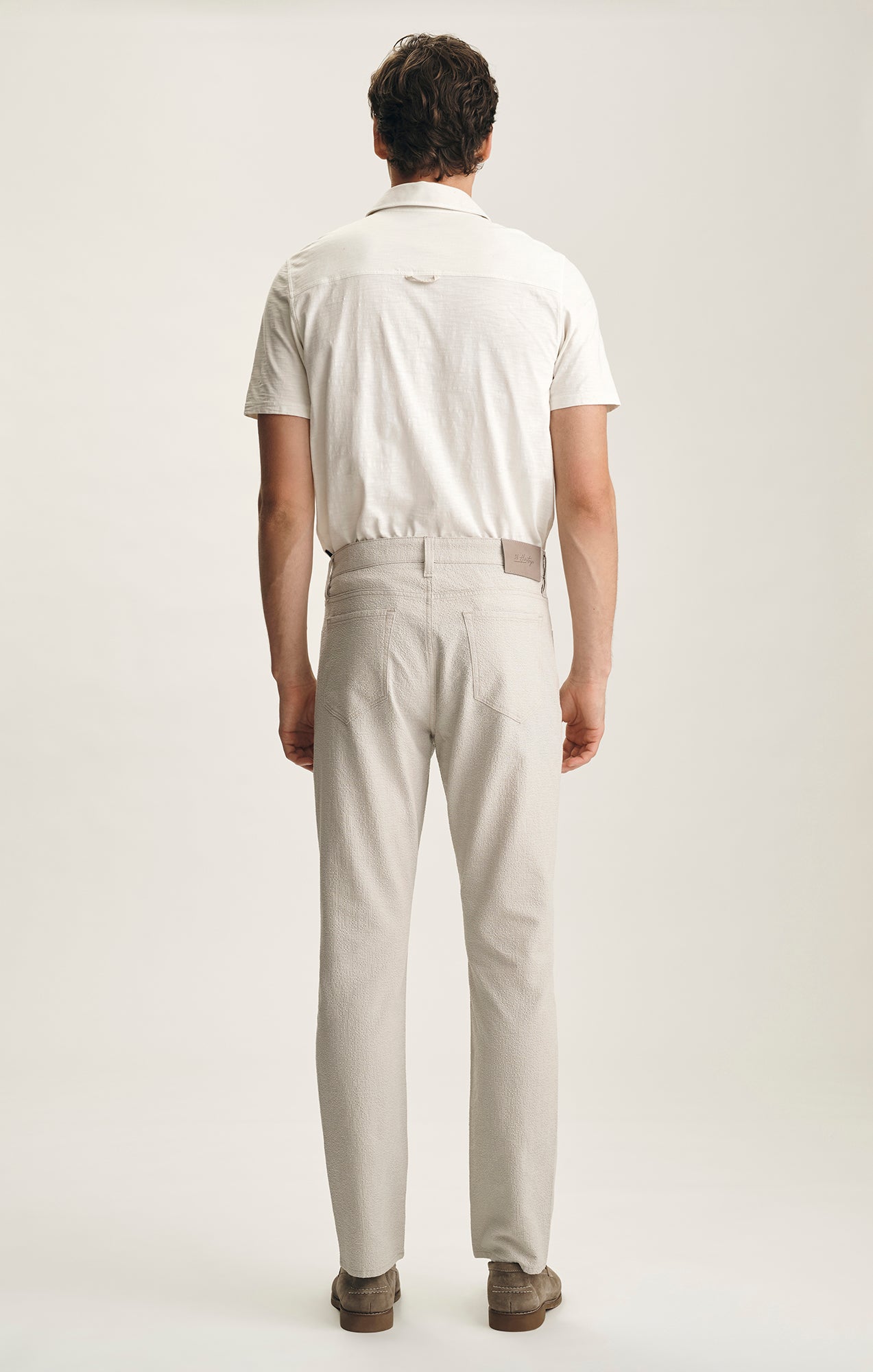 Courage Straight Leg Pants In Stone Seersucker