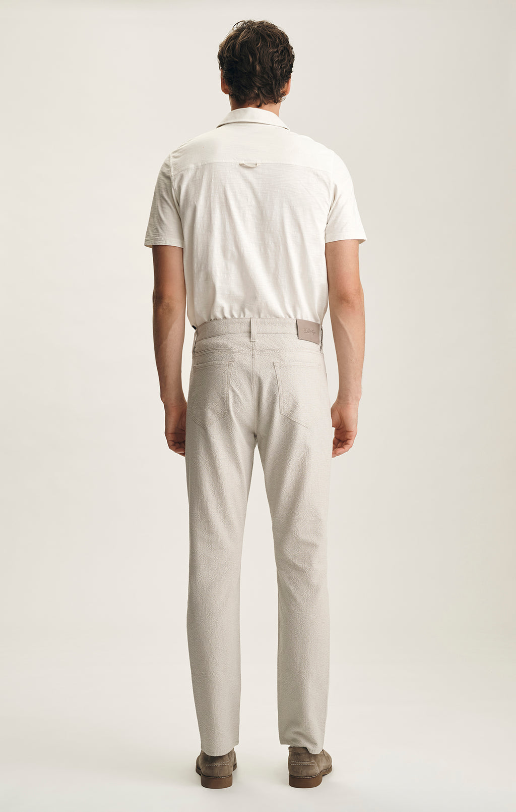 Courage Straight Leg Pants In Stone Seersucker
