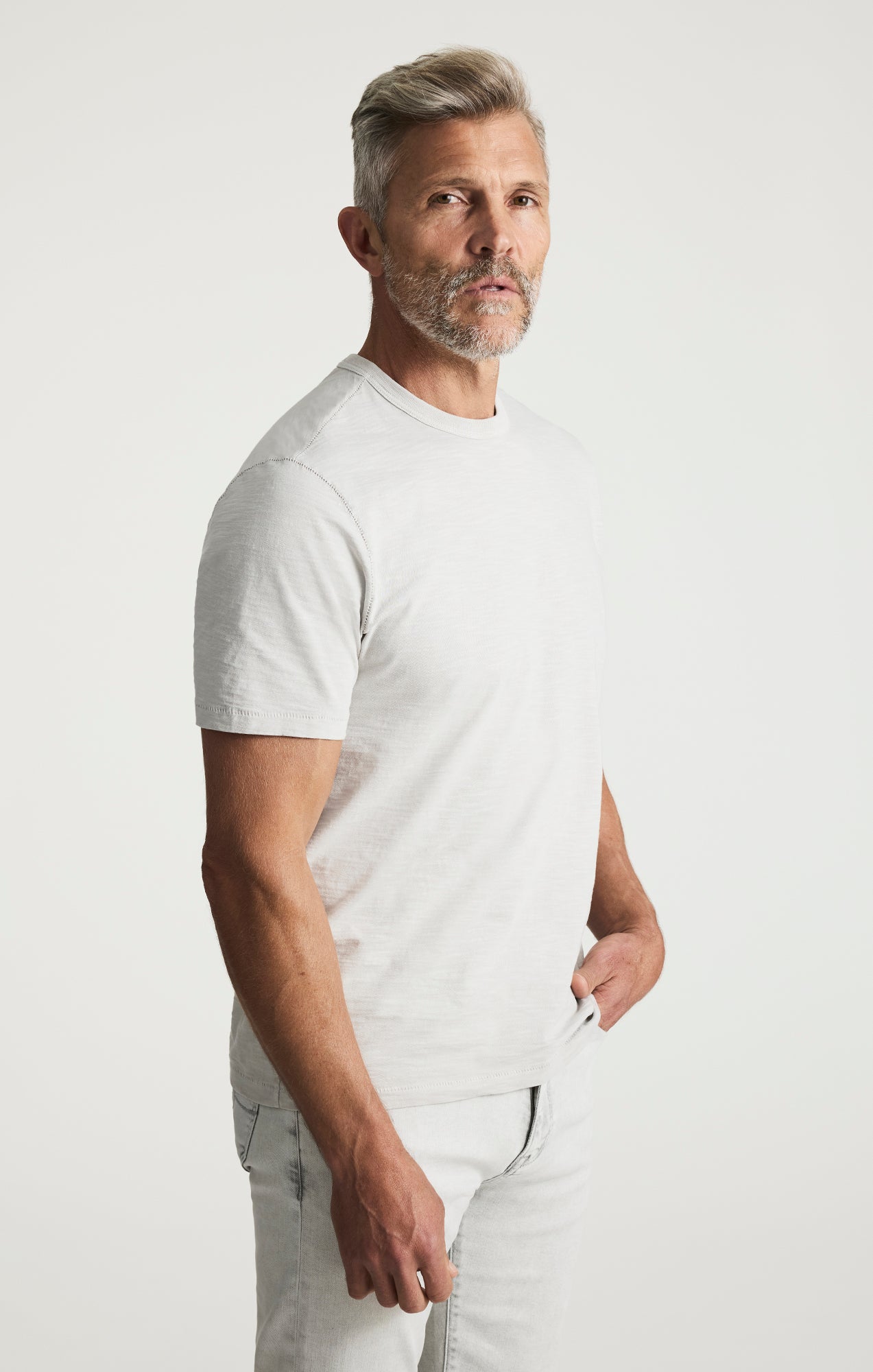 Slub Crew Neck T-shirt In Glacier Grey